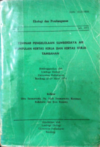 Image of Seminar Pengelolaan Sumberdaya Air: Kumpulan Kertas Kerja dan Kertas Kerja Tambahan